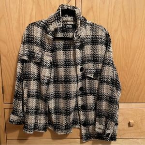 zara woven flannel jacket